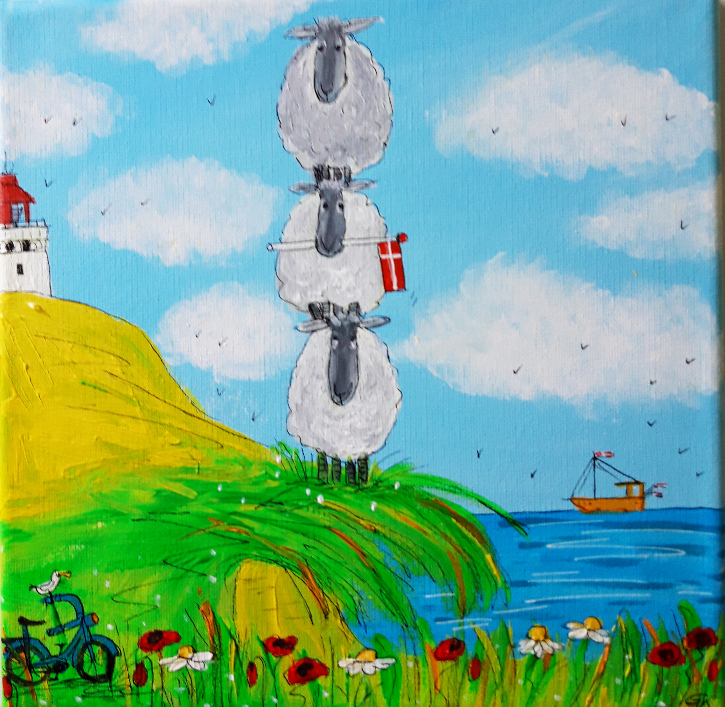 260. Tre får med cykel og fyret