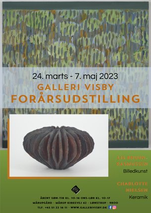 Galleri Visbys særudstillingsplakat til vinterudstillingen 2023 med fotograf Bent Nielsen og keramiker Kirsten Holm NIelsen