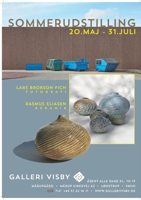 Udstillingsplakat - Galleri Visby Forårsudstilling 2021 - Steen Quistgaard (billedkunst) og Hans & Birgitte Börjeson (keramik)